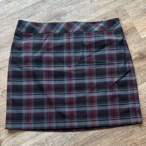 LOFT Plaid Mini Skirt - Black and Red
